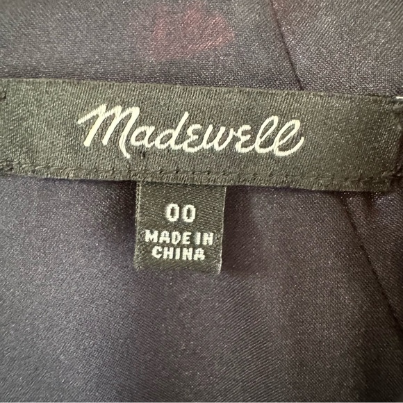 Madewell Silk Windblown Red Poppies Ruffle Waist Mini Dress Size 00 - Picture 8 of 10